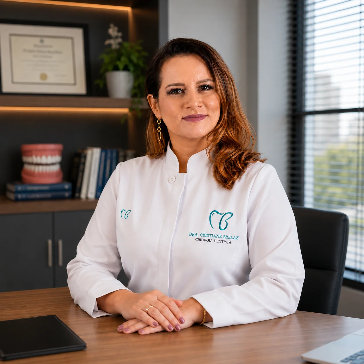 Dra. Cristiane Brelaz em seu consultório em Parintins-AM